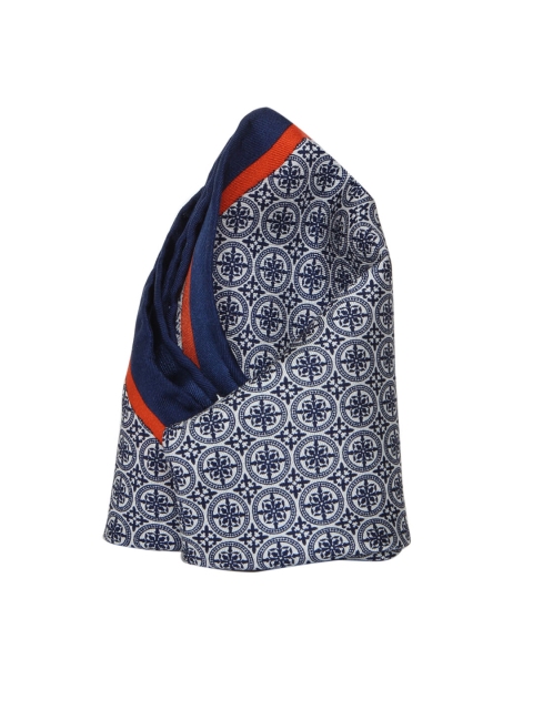 

Louis Philippe Men Navy Printed Silk Pocket Square, Navy blue
