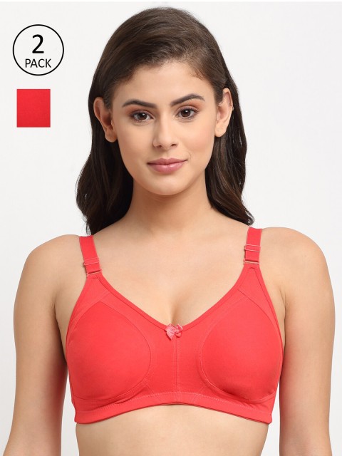 

Friskers Pack Of 2 Red & Orange Everyday Bra Lightly Padded O-317-03-15-30