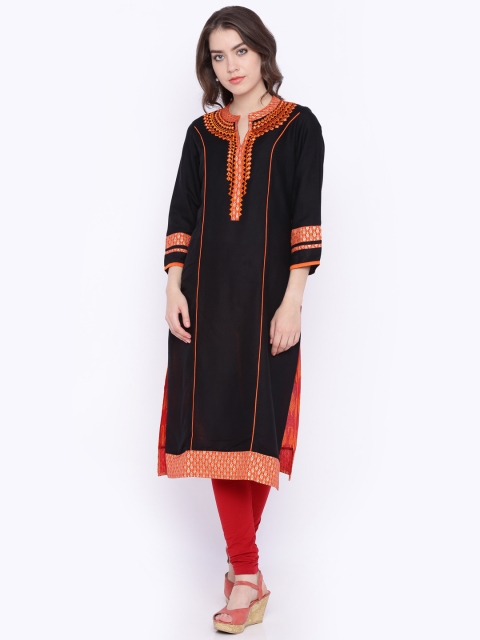 

Soch Outlet Black & Orange Embroidered Kurta