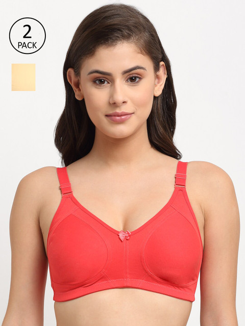 

Friskers Beige & Coral Set Of 2 Push-Up Bras Lightly Padded