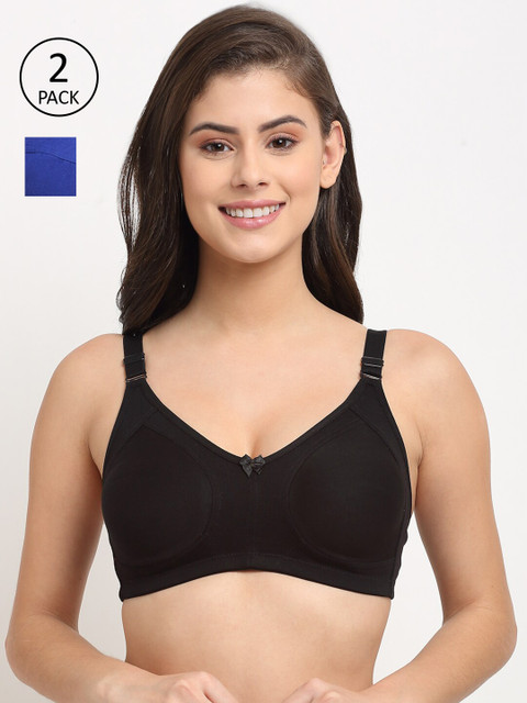 

Friskers Pack Of 2 Blue & Black Everyday Bra