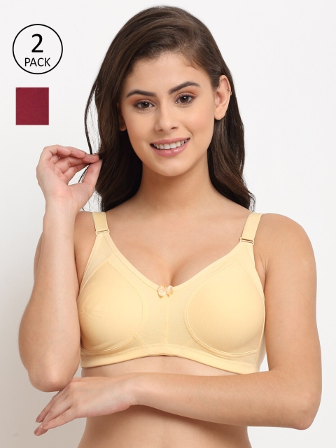 

Friskers Pack Of 2 Maroon & Beige Balconette Bra Lightly Padded O-312-14-317-09-30