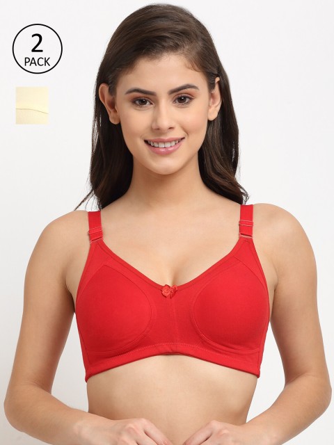 

Friskers Pack of 2 Beige & Red Everyday Bra