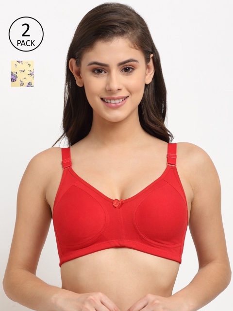 

Friskers Pack Of 2 Yellow & Red Premium Cotton Push-Up Bra O-311-06-317-03-30