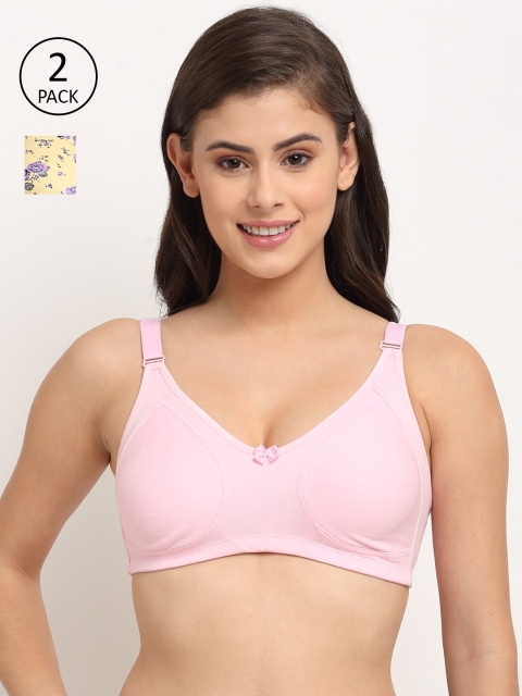 

Friskers Yellow & Pink Pack of 2 Push-Up Bras - Lightly Padded