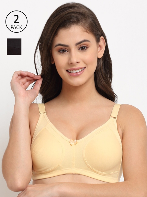 

Friskers Pack Of 2 Black & Beige Premium Cotton Push-Up Bra O-312-01-317-09-30