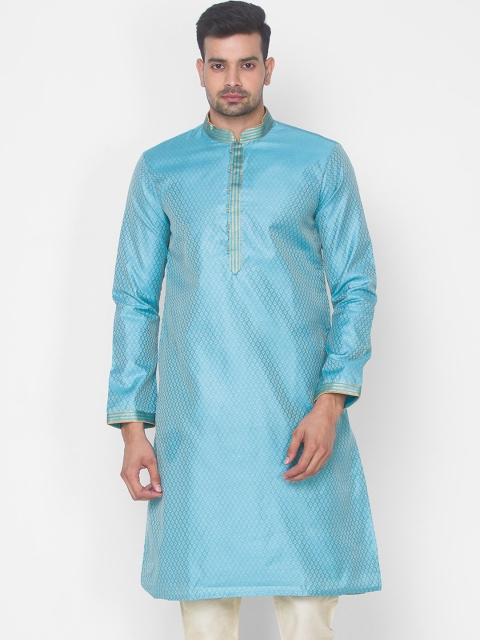 

Ethnicity Men Blue Pleated Kurta with Pyjamas