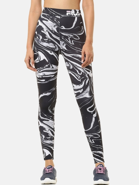 

FILA Women Black Printed Ankle-Length Tights