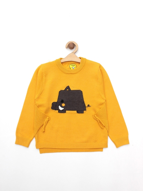 

Lil Lollipop Kids Mustard & Brown Printed Sweater Vest