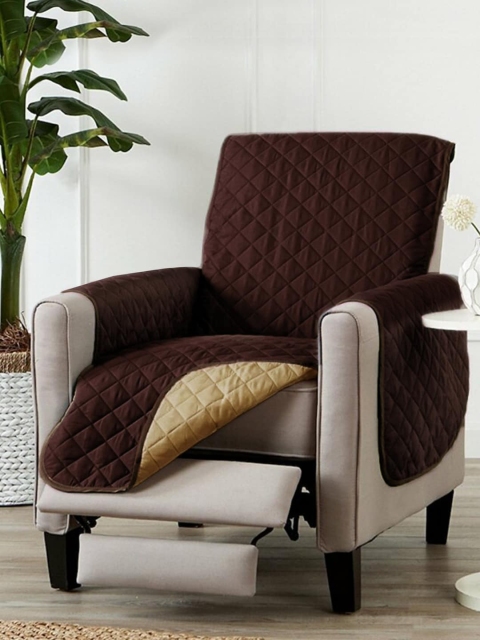 

Rajasthan Decor Brown Quilted Cotton Reversible 1 Seater Sofa Cover