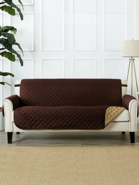 

Rajasthan Decor Brown Quilted Cotton Reversible 2 Seater Sofa Cover