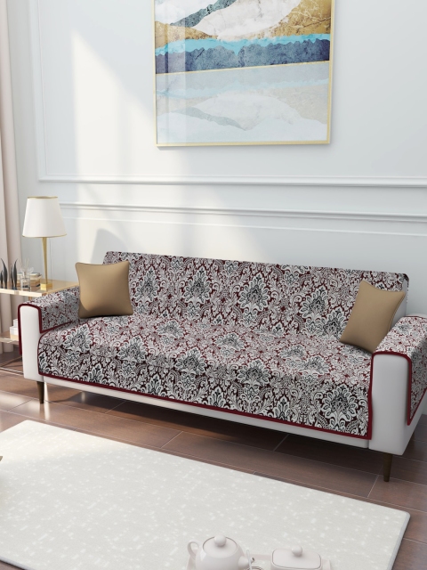 

Rajasthan Decor Maroon & White Quilted Cotton Reversible 3 Seater Sofa Cover