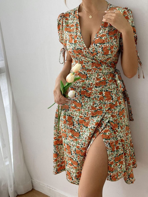 

GRACE & JACK Orange & Green Floral Dress