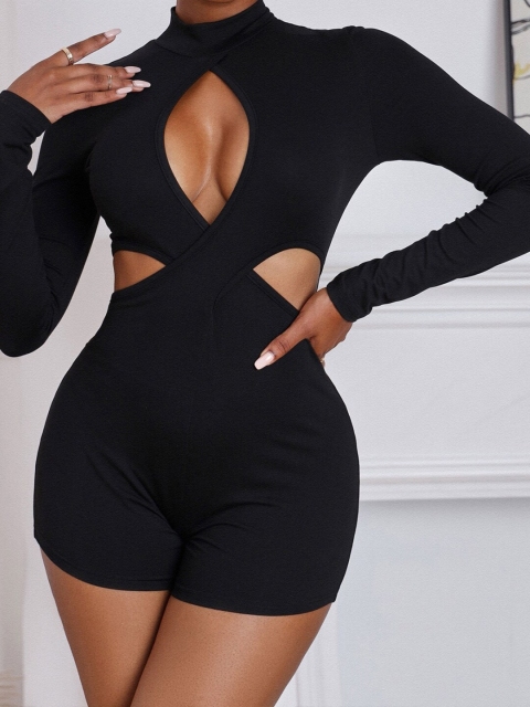 

GRACE & JACK Woman Black Keyhole Neck bodycon Romper