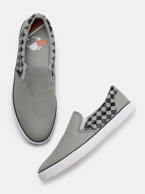 

Kook N Keech Men Grey Checked Slip-On Sneakers