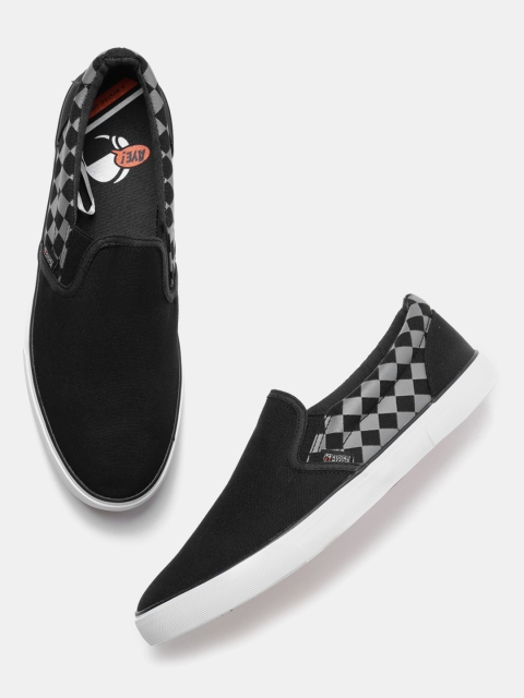 

Kook N Keech Men Black Checked Slip-On Sneakers