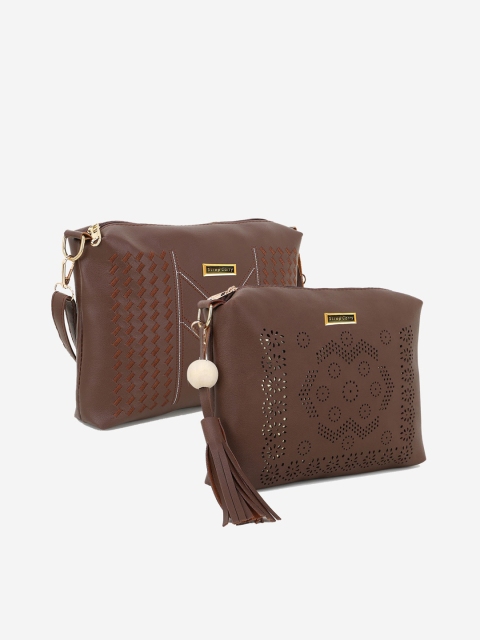 

Stropcarry Set Of 2 Brown Textured Bucket Sling Bag