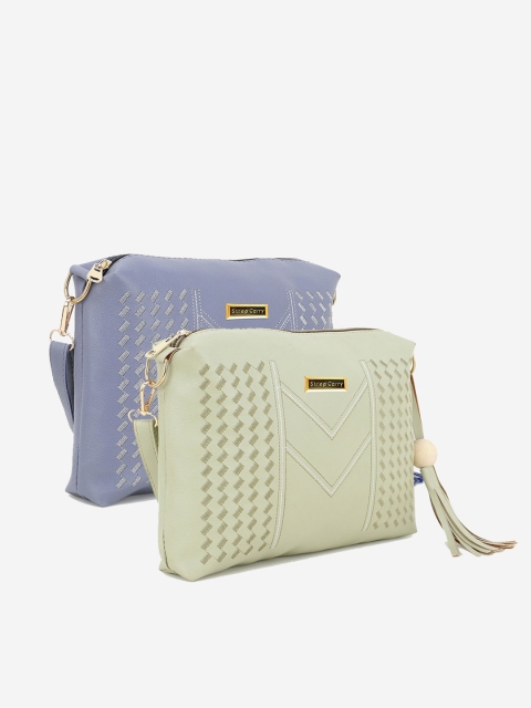 

Stropcarry Set Of 2 Blue & Cream-Coloured Structured Sling Bag