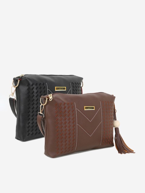 

Stropcarry Multicoloured Textured Structured Sling Bag with Tasselled, Multi