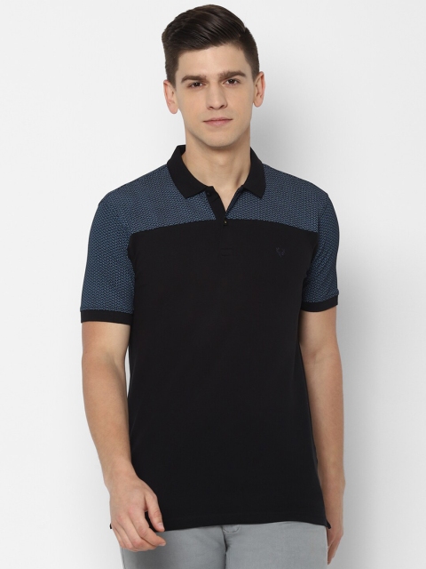 

Allen Solly Men Black & Blue Colourblocked Polo Collar T-shirt