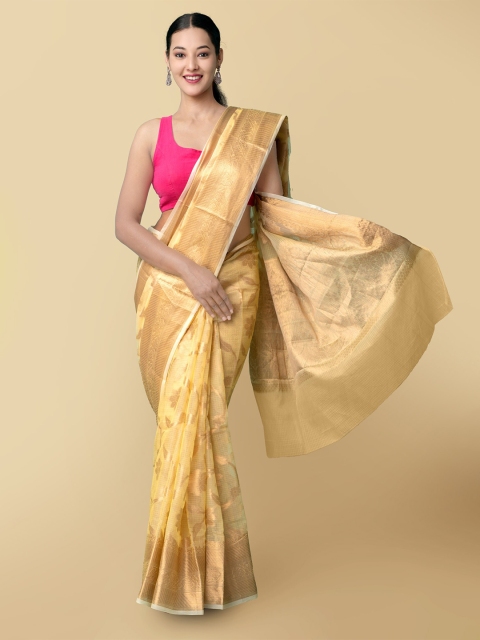 

Unnati Silks Women Yellow Pure Kota Banarasi Sustainable Saree