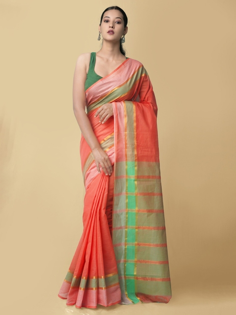 

Unnati Silks Red & Green Woven Design Pure Cotton Mangalagiri Saree