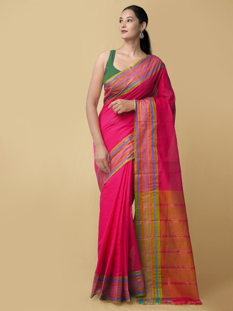 

Unnati Silks Pink & Orange Pure Cotton Mangalagiri Saree