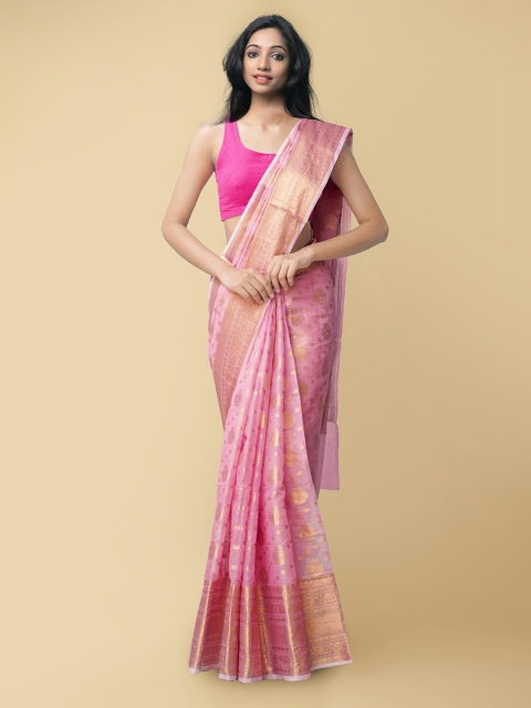 

Unnati Silks Women Pink & Gold Pure Kota Banarasi Sustainable Saree