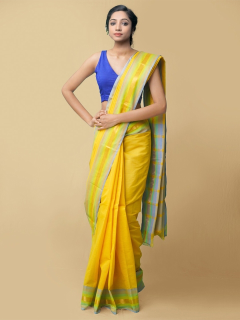 

Unnati Silks Women Yellow Woven Design Pavani Mangalagiri Cotton Saree