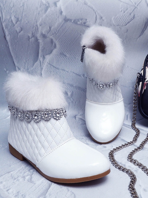 

DChica Girls White Patent Leather Flat Boots