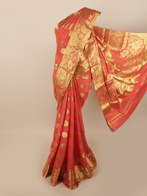 

Pothys Orange & Gold Ethnic Motifs Zari Art Silk Saree