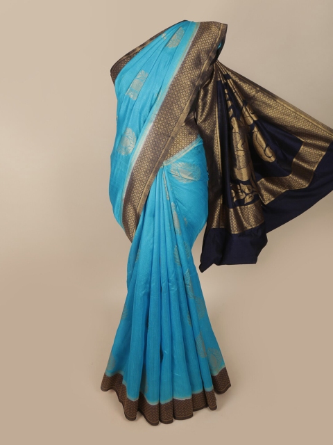 

Pothys Blue & Navy Blue Woven Design Zari Jute Silk Saree