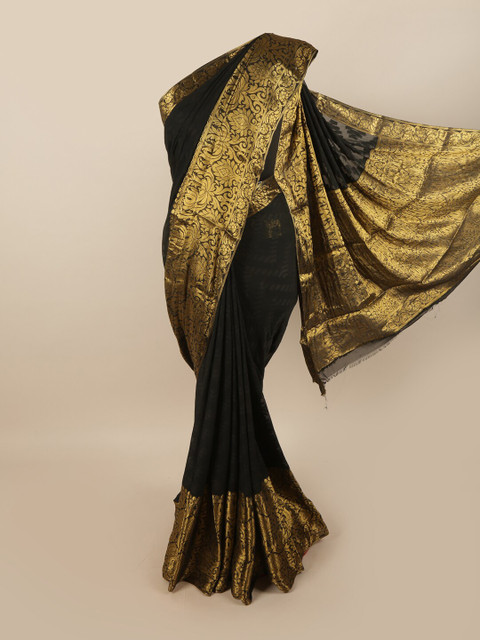 

Pothys Black & Gold-Toned Zari Art Silk Saree
