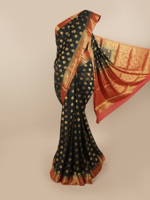 

Pothys Black & Red Woven Design Zari Art Silk Saree