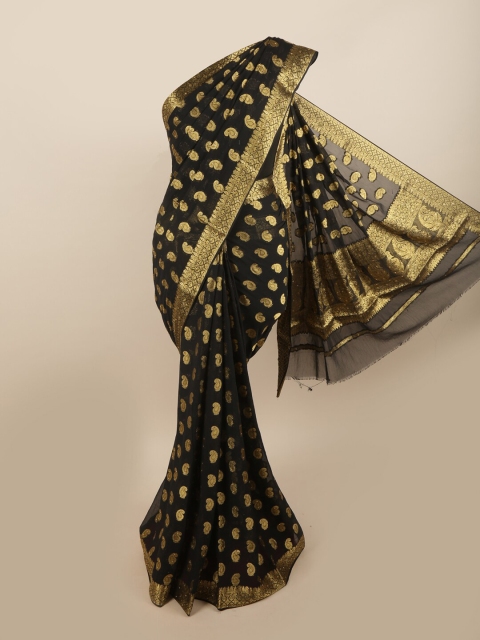 

Pothys Black & Gold-Toned Woven Design Zari Art Silk Saree