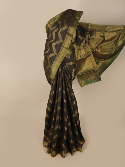 

Pothys Black & Gold-Toned Woven Design Zari Jute Silk Saree