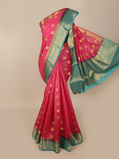 

Pothys Pink & Blue Woven Design Art Dupion Zari Jute Silk Saree