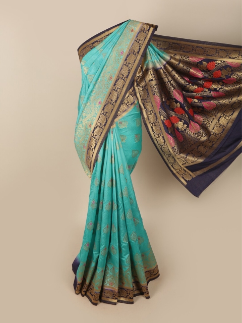 

Pothys Blue & Pink Woven Design Jute Silk Saree