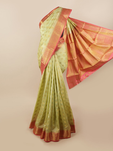 

Pothys Green & Pink Ethnic Motifs Jute Silk Saree