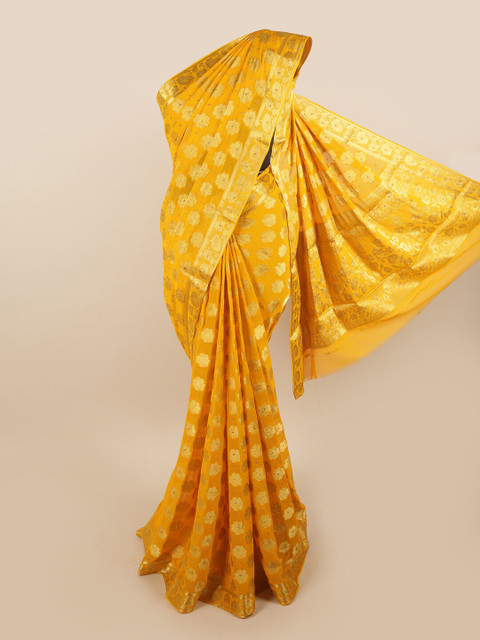 

Pothys Yellow & Gold-Toned Woven Design Zari Art Silk Saree