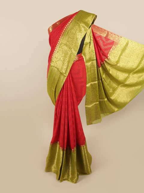 

Pothys Red & Green Ethnic Motifs Zari Art Silk Saree