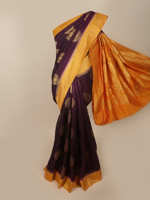 

Pothys Purple & Yellow Woven Design Zari Jute Silk Saree
