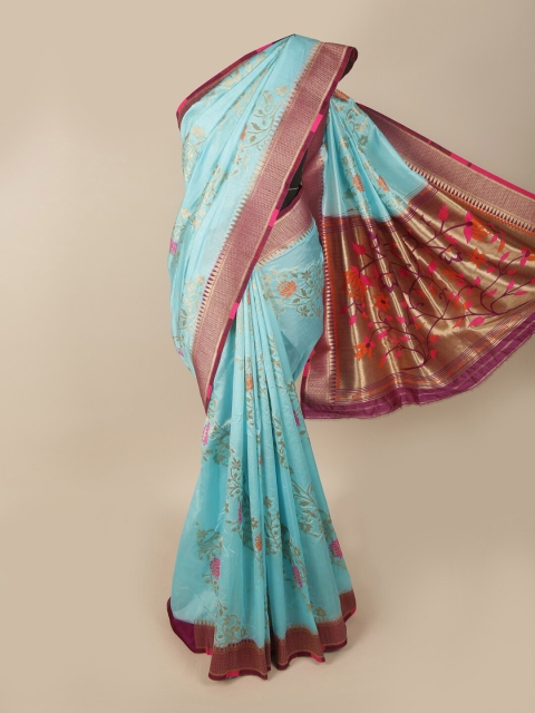 

Pothys Women Blue Woven Jute Silk Saree