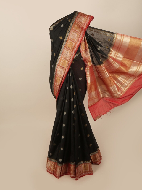 

Pothys Black & Red Woven Design Zari Jute Silk Saree