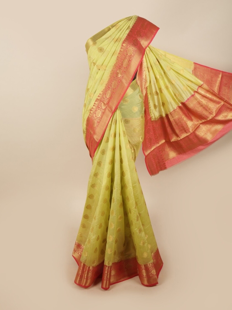 

Pothys Green & Red Woven Design Jute Silk Saree