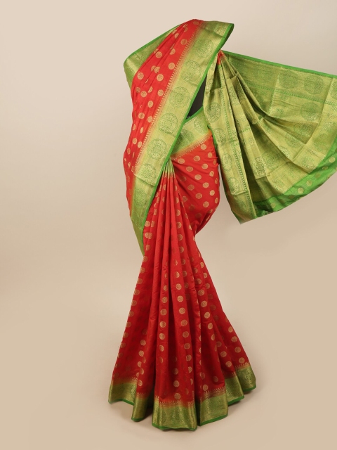 

Pothys Red & Gold-Toned Woven Design Zari Jute Silk Saree