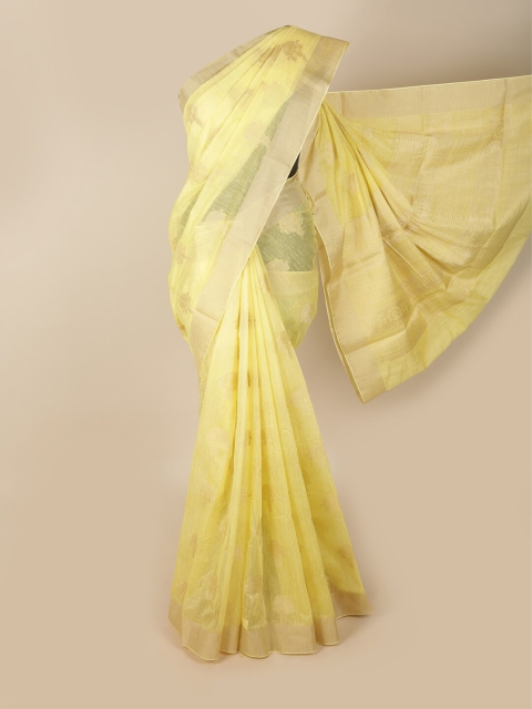 

Pothys Yellow & Gold Floral Woven Design Saree