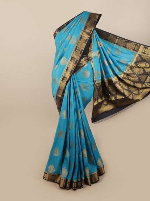 

Pothys Blue & Black Ethnic Motifs Zari Jute Silk Saree