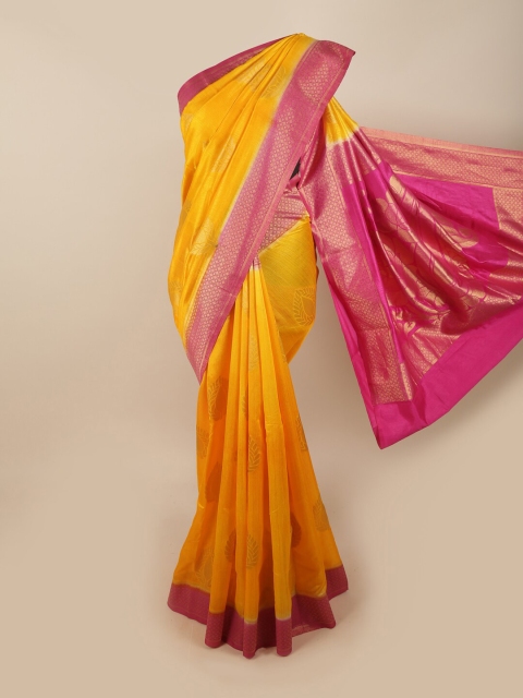 

Pothys Yellow & Pink Woven Design Zari Jute Silk Saree