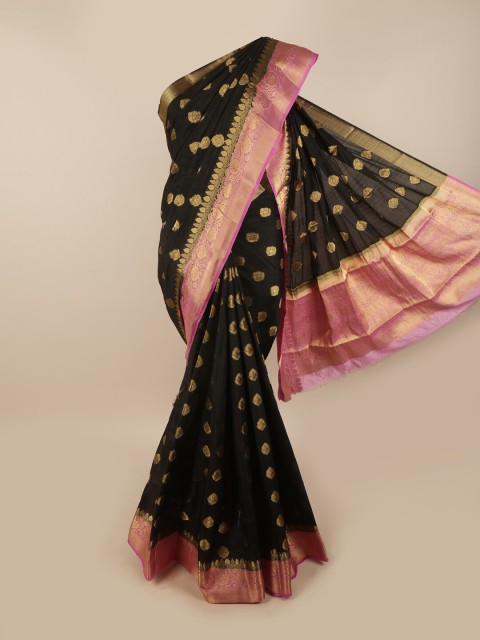 

Pothys Black & Purple Woven Design Jute Silk Saree